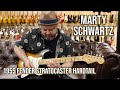 Marty Schwartz with a 1955 Fender Stratocaster Hardtail at Norman's Rare Guitars