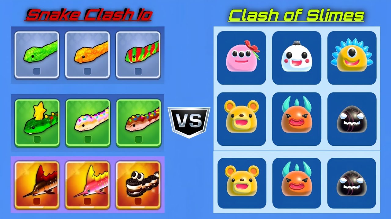 🐍Snake Clash io Vs Clash of Slimes! ( ALL MAX LEVEL ANDROID iOS GAMES) Ultimate io Games Comparison🐍