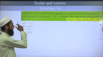 16 | a force f = 5i + 3j Newtow is applied over a particle which displaces it from its origin to the