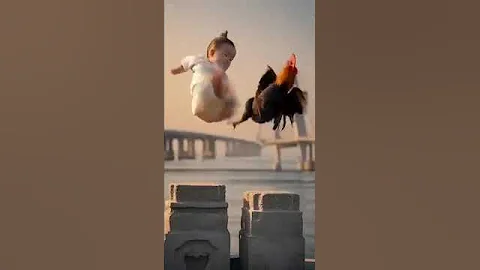 Ai generated animated video|a healthy little baby boy fighting with hen #ai #cute #trendingshorts