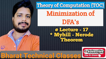 TOC Lecture - 17 | Myhill Nerode Theorem with example | Table filling Method | TOC |DFA Minimization