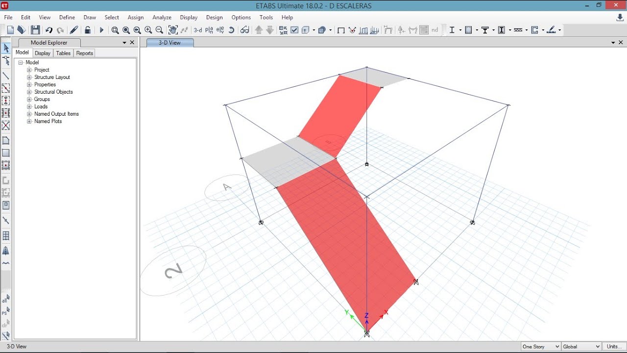 😟 👉 Escalera en L en ETABS / Escalera con Descanso ETABS