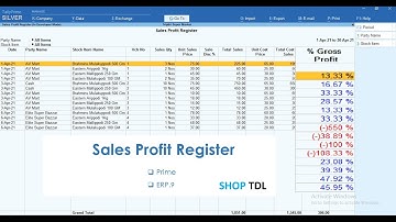 Sales Profit Register from Tally