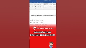 Cách chuyển văn bản thành bảng trong Word #daotaotinhoc #tinhocvanphong #word