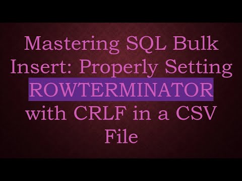 Mastering SQL Bulk