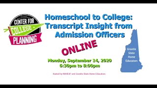 Full Homeschool to College  Transcript Insight from Admission Officers Guide
