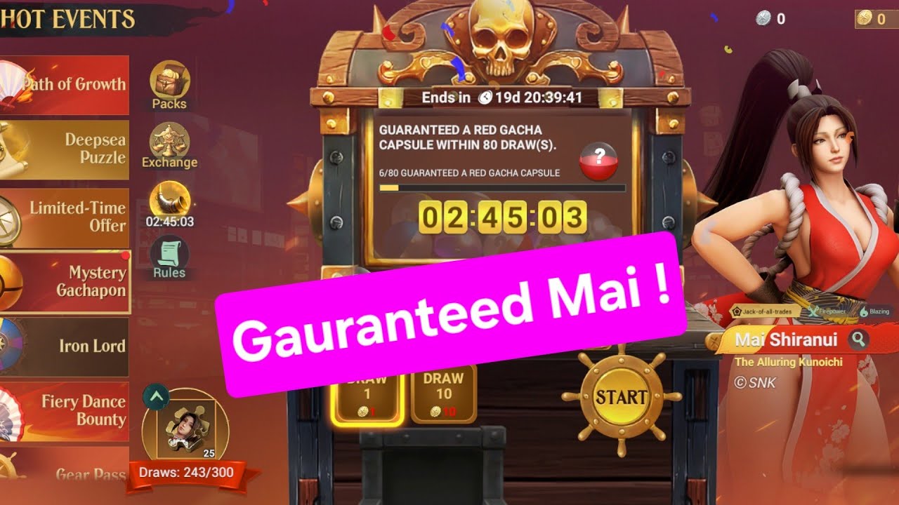 Treasure Clue Map Gauranteed Mai Shiranui Part 4 and 6 Star leveling - Sea of Conquest - SOC