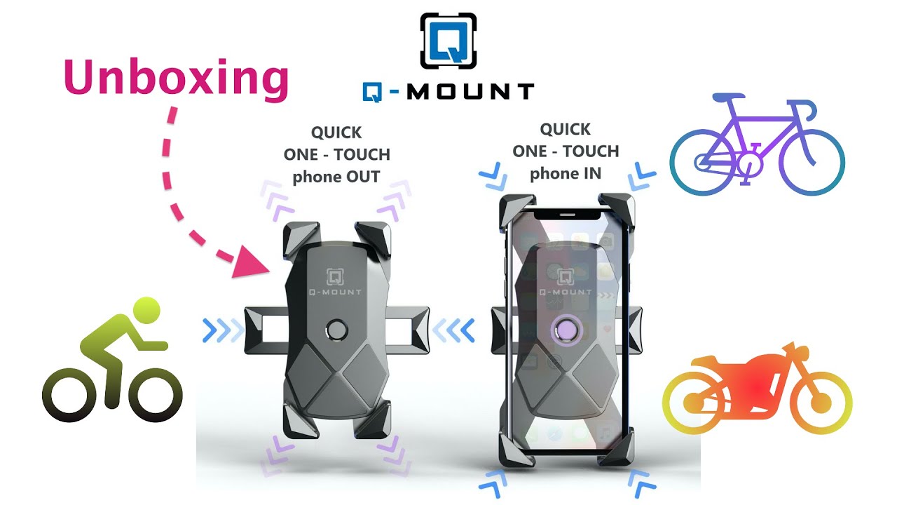 Qmount Phone Holder for bike, escooter, bicycle, stroller unboxing