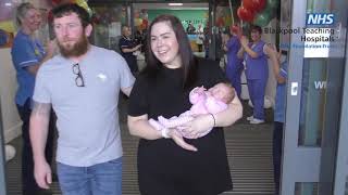 Ruby and the Dawson family leaving hospital