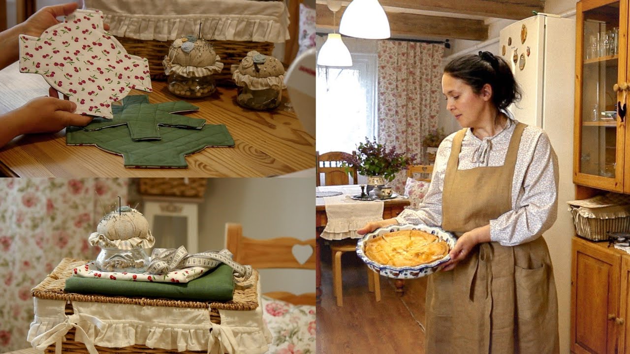 Простая и неспешная жизнь в старом деревенском доме. Сажаем цветы. Творожная запеканка, Шитье-кухня