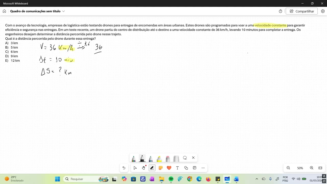 Cinemática: Movimento Uniforme exercício resolvido 03