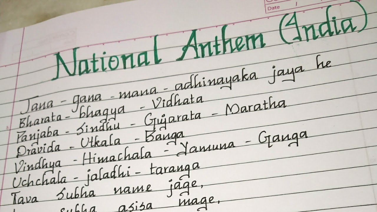 Indian National Anthem//writing the lyrics of our Indian National Anthem
