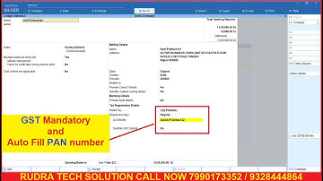 GST No. Mandatory And Auto Fill Pan Number by GSTIN in Tally Prime