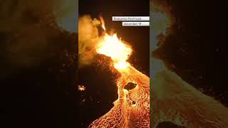 Drone shows lava spewing in Iceland