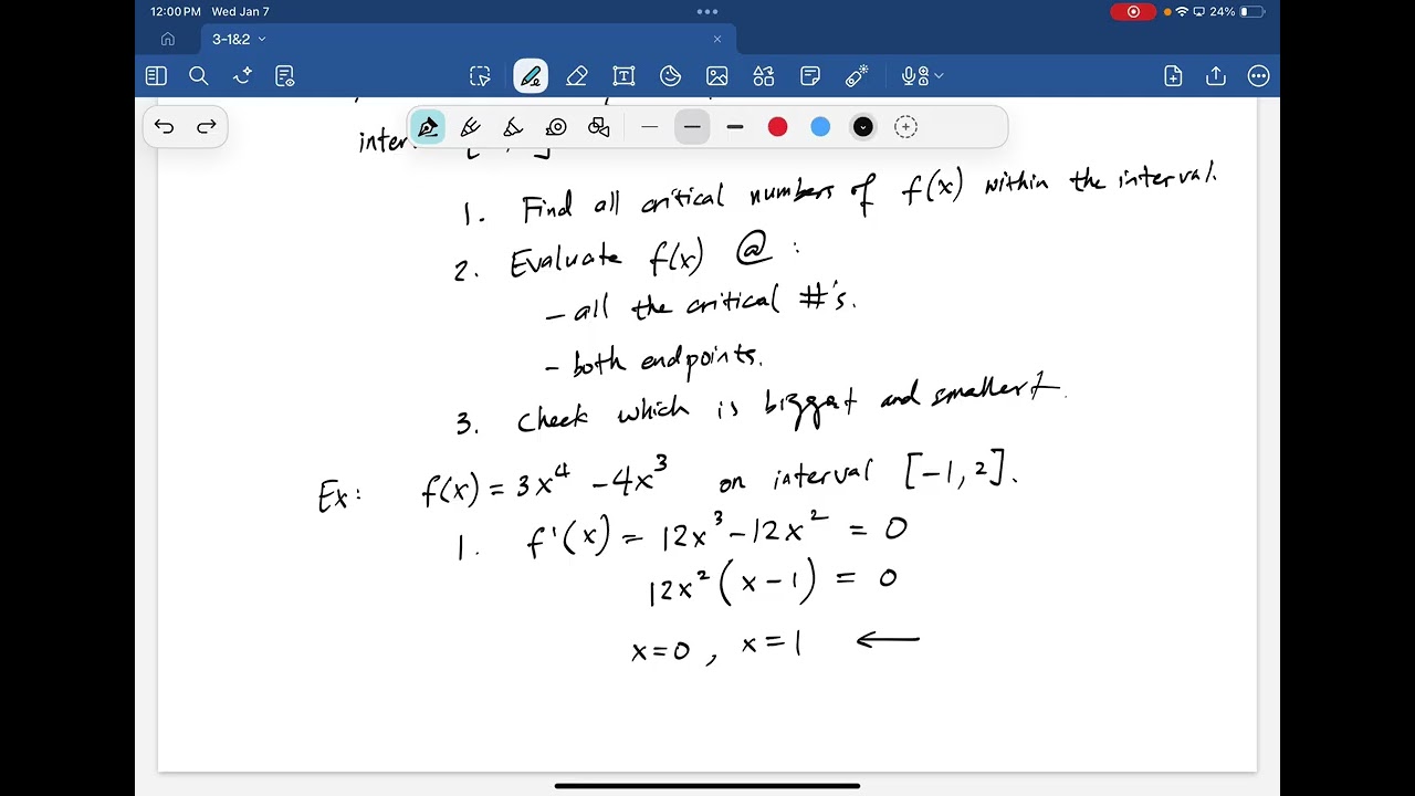 3-1&2 Finding Extrema on an Interval and Mean Value Theorem