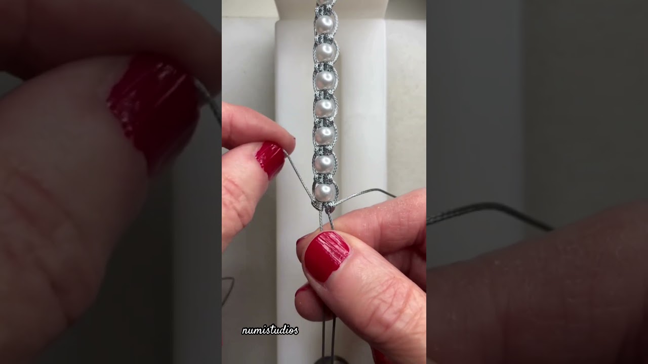 Macrame pearl bracelet | lark’s head knot #bracelet #macramediy #shorts #macramebracelet