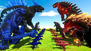 Dark Blue Shimo vs Red Evil Mechagodzilla - Animal Revolt Battle Simulator