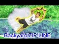 CRAZY BACKYARD ZIPLINE INTO POOL!!