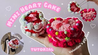 Crochet Mini Heart Cake tutorial ♡ Valentine's gift idea  💕🍰✨️