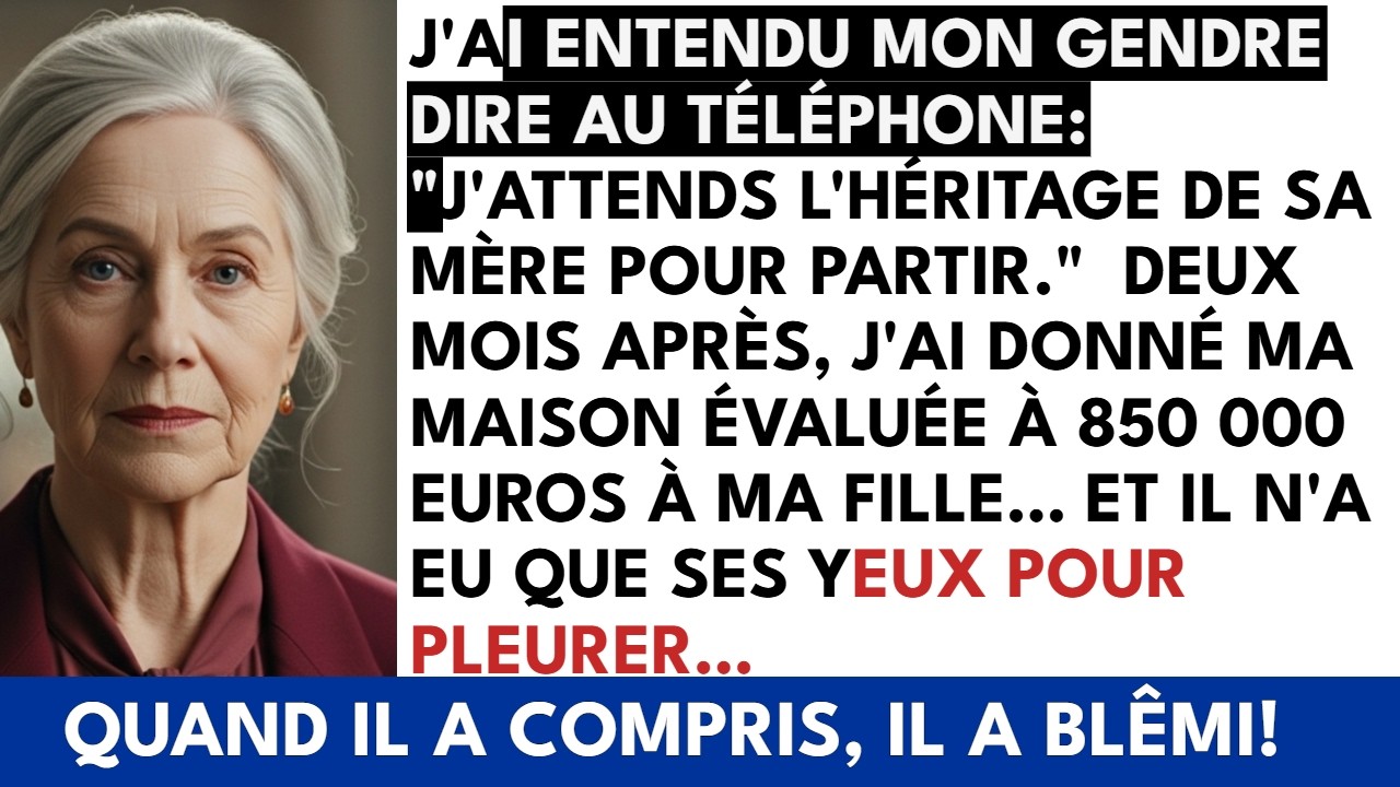 Ce mercredi de mars, je revenais de la pharmacie plus tôt que prévu. Mes mains ne trouvaient pas les clés quand j'ai entendu mon gendre dire à ma fille : « Si je pars maintenant, je perds tout. Ta...