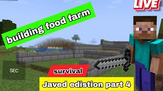 Food Farm Building : Minecraft Survival Java edition Part 4 || Live Streame #live