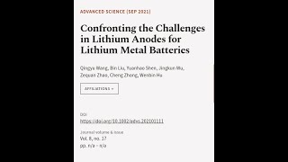 Confronting the Challenges in Lithium Anodes for Lithium Metal Batteries | RTCL.TV