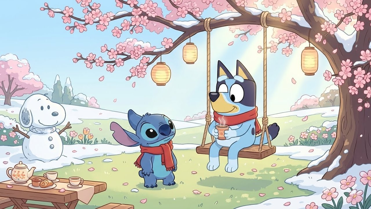 Stitch & Bluey Early Spring Morning Day 🌸 Soft Lofi Beats for Study ...
