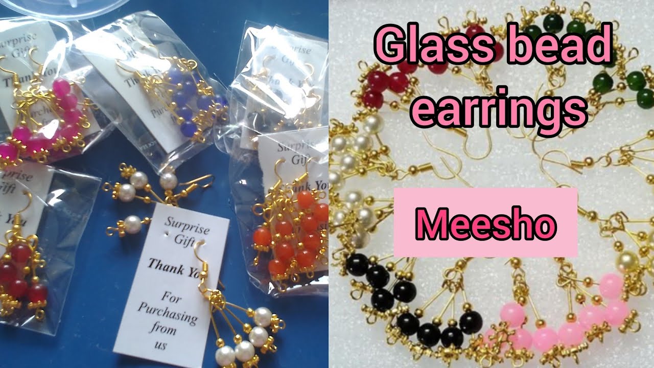 Glass bead earrings// beautiful earrings review //Meesho YouTube