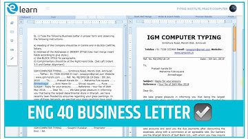 GCC-TBC ENG 40 BUSSINES LETTER, Pragati Computer Typing, Dharashiv