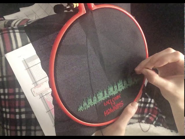 ASMR cross stitch with me Stranger Things:  Will (part 1), no talking