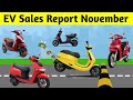 Ev sales Report November 💥 ather, tvs iqube, hero electric ⚡ Ola electric selling detail 2023