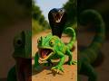 The chameleon's defence against the cobra was successful, but only just.
