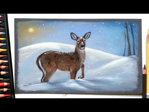 drawing-a-deer-in-the-snow-with-pastels-|-leontine-van-vliet