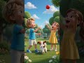 Little dog and children cartoon video | Children playing ball with dogs #littlegirl #dog