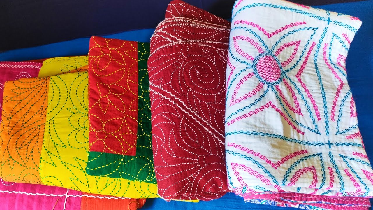 সুন্দর কিছু বড় নকশী কাঁথা/Big sized Nokshi Katha/আমার নিজ হাতে তৈরি বড় নকশী কাঁথা