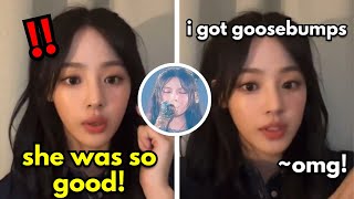 MINJI's Reaction to HYEIN singing LIVE (she got goosebumps!)