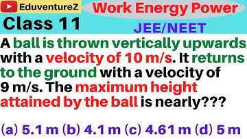 A ball is thrown vertically upwards with a velocity of 10 ms −1. It returns to the ground with a vel