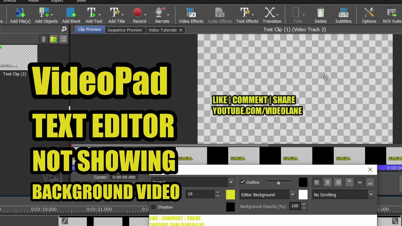 VideoPad Text Editor Not Showing Video Background The Fix YouTube
