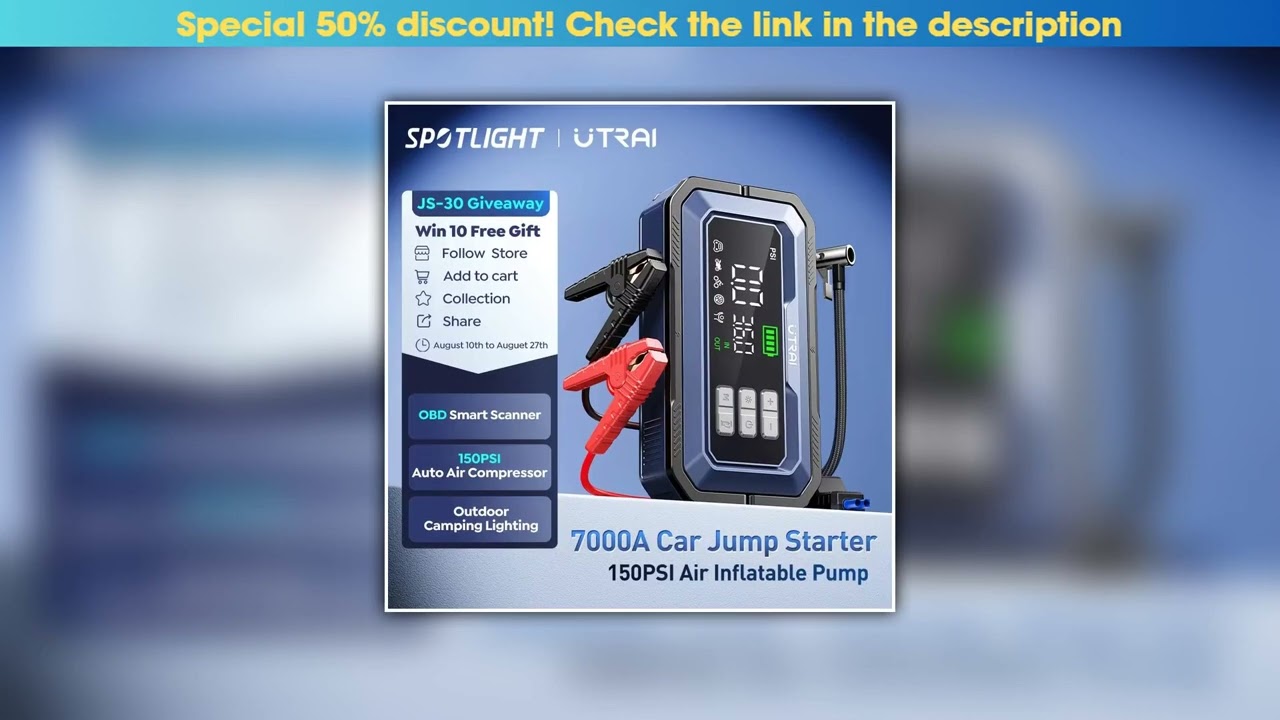 Unboxing ​​UTRAI All-in-One 7000A Car Jump Starter with Air Compressor &  OBD Diagnosis & Outdoor C