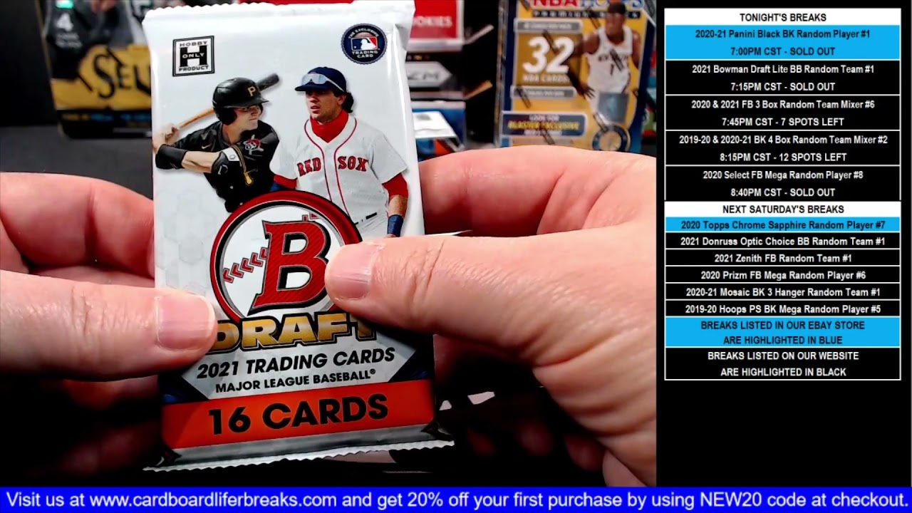 2021 Bowman Draft Baseball 1-8-2022 Website Random Team 1 Lite Box Break #1
