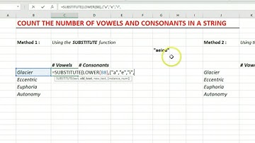 COUNT VOWELS AND CONSONANTS IN A TEXT IN EXCEL