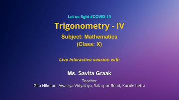 Live Interaction on PMeVIDYA : Trigonometry- IV