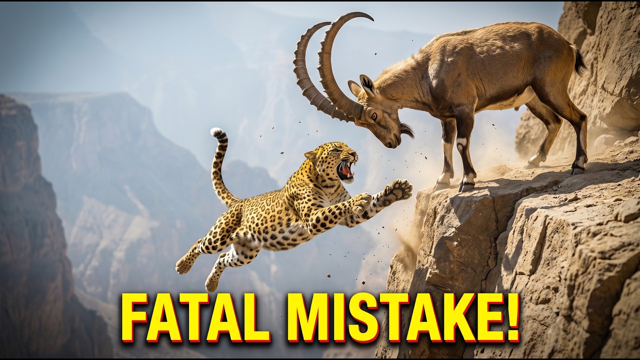 Mountain Ibex FIGHTS OFF Leopard on Terrifying Cliff Edge!