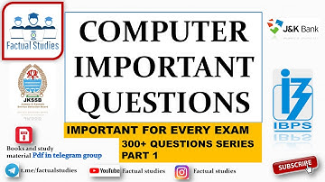 COMPUTER MOST IMPORTANT QUESTIONS PART 1  FOR EVERY EXAM| JKSSB | JKBANK | BANKING | SBI PO |IBPS PO