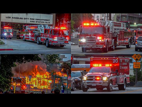 LAFD Task Force 3, Task Force & Rescue 20 Responding/Arriving.