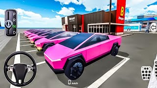 All New Pink Electric Tesla Car Parking Gass Pump Driving Class Game 3D Android Simulator Gameplay screenshot 3