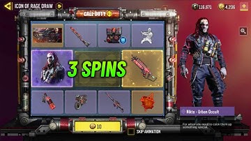 Trying 3 Spins "Icon of Rage" Codm | Nikto Urban Occult & Legendary PP19 | Cod Mobile Season 3
