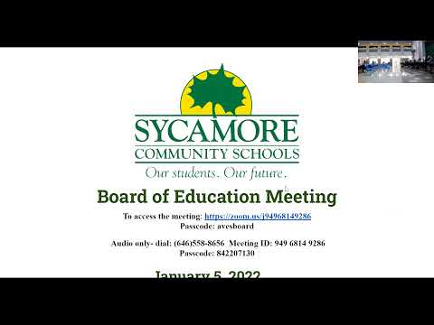 Sycamore Board of Education Organizational Meeting - January 5, 2022