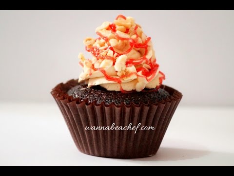Eggless Chocolate Peanut butter cupcake with Peanut butter Whipped cream Frosting