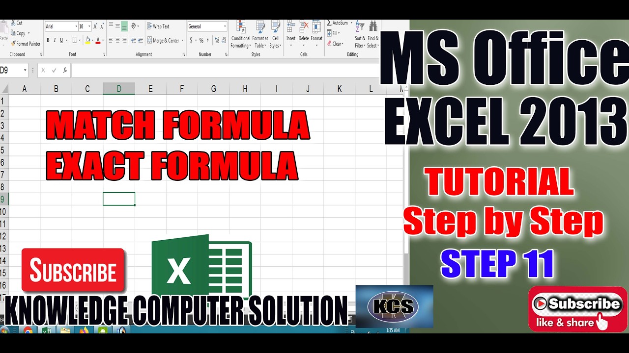 ms excel match formula and exact formula step 11 - YouTube